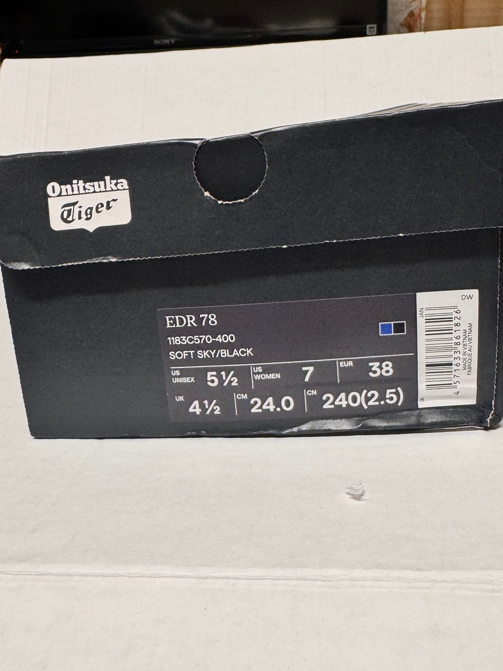 Onitsuka Tiger from Japan Skyblue/ Black tweed whimsigoth girlcore sz 7 sneaker - Picture 7 of 8